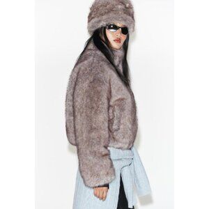 ZARA SHORT COAT WITH FAUX FUR HOOD HEIQ XREFLEX™ TECHNOLOGY SKI COLLECTION